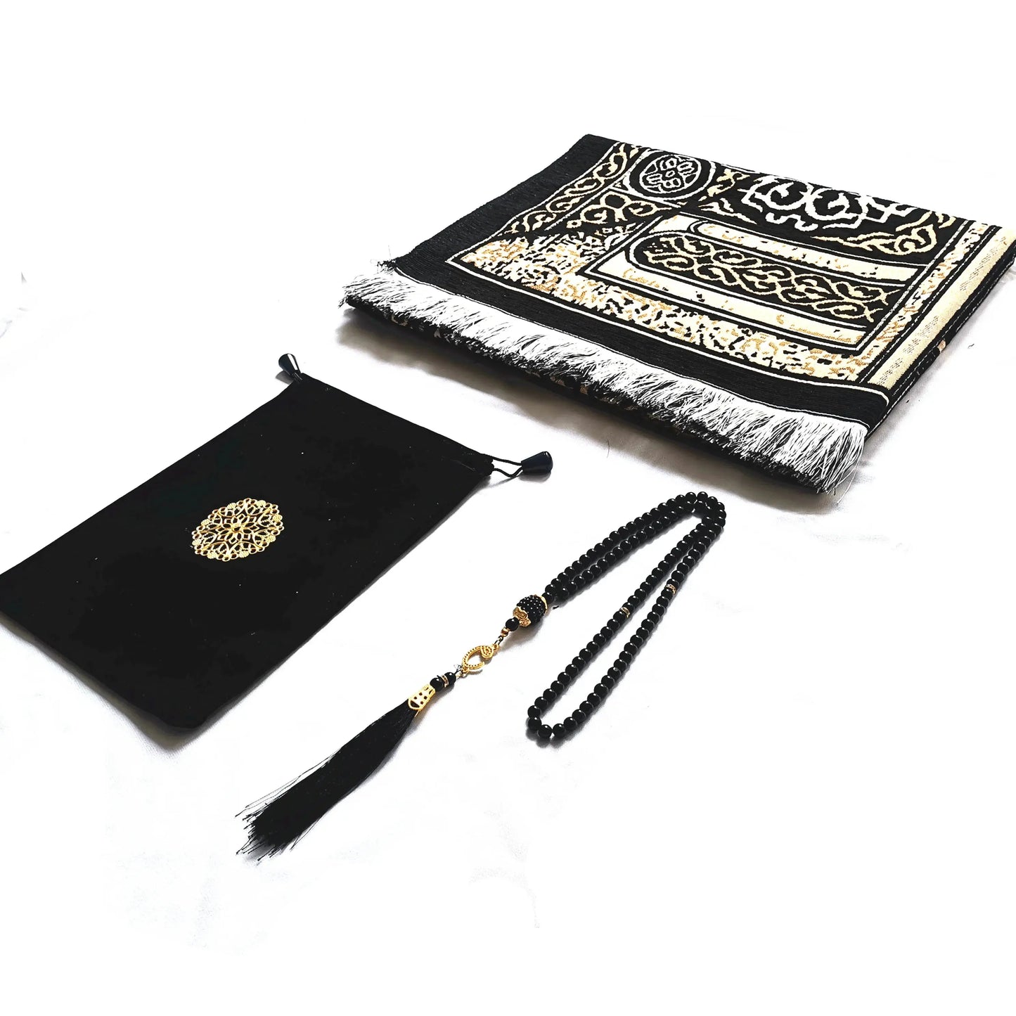 Black Turkish Muslim Prayer Rug Chenille Washable Ramadan Mat Portable 70×110cm AEX