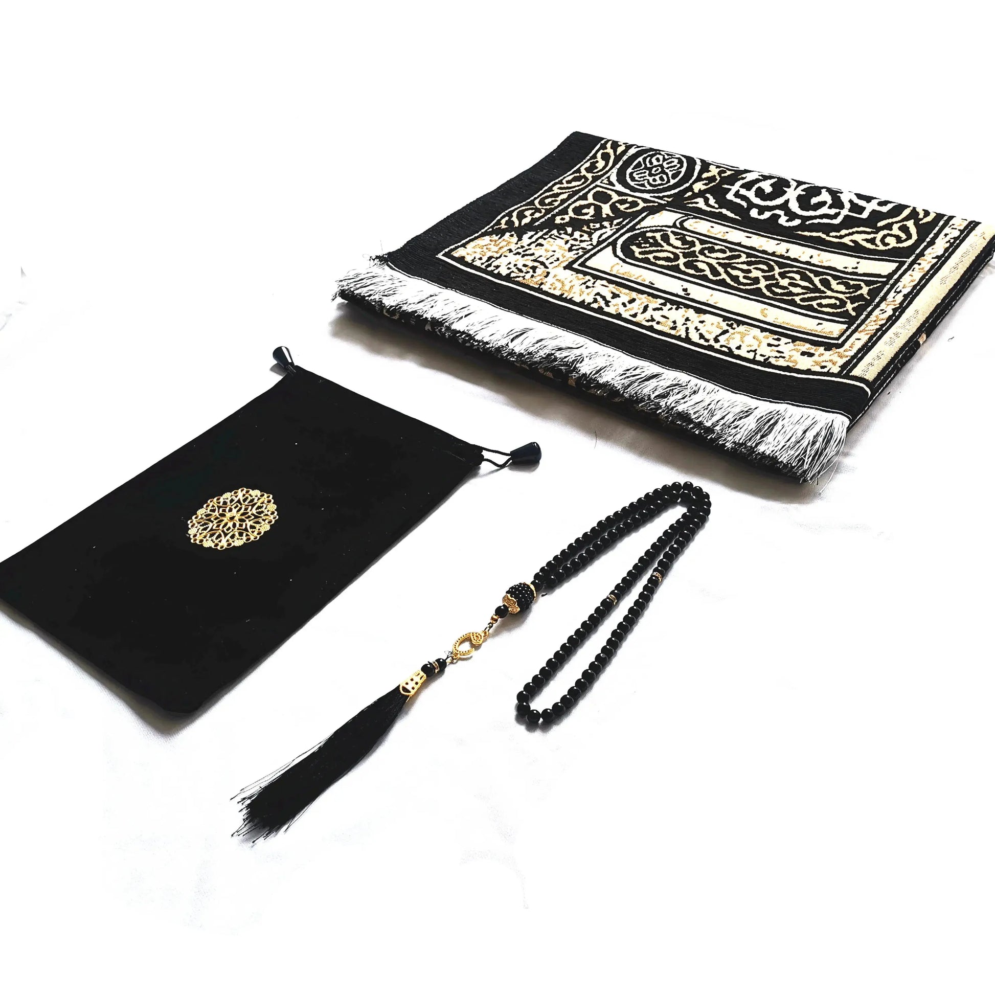 Black Turkish Muslim Prayer Rug Chenille Washable Ramadan Mat Portable 70×110cm AEX