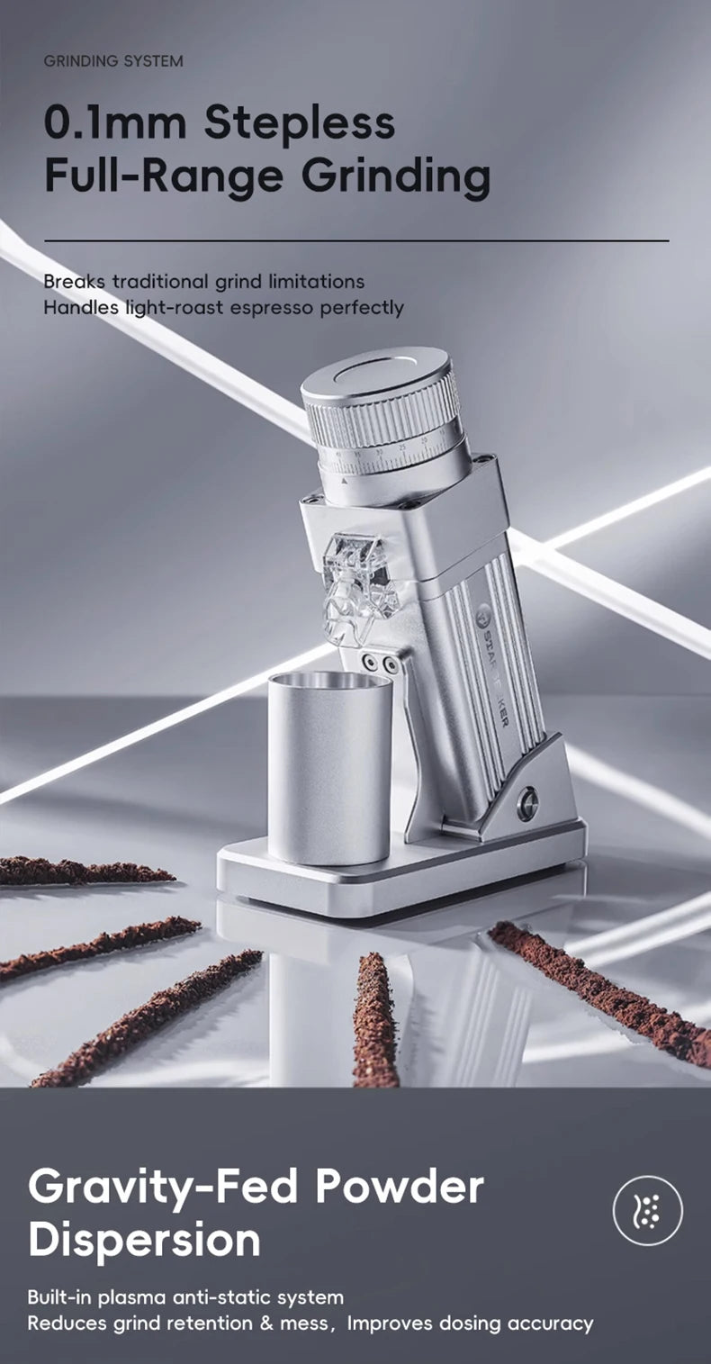STARSEEKER E55Pro Coffee Grinder | 55mm Titanium Burr | Stepless Espresso Grinder