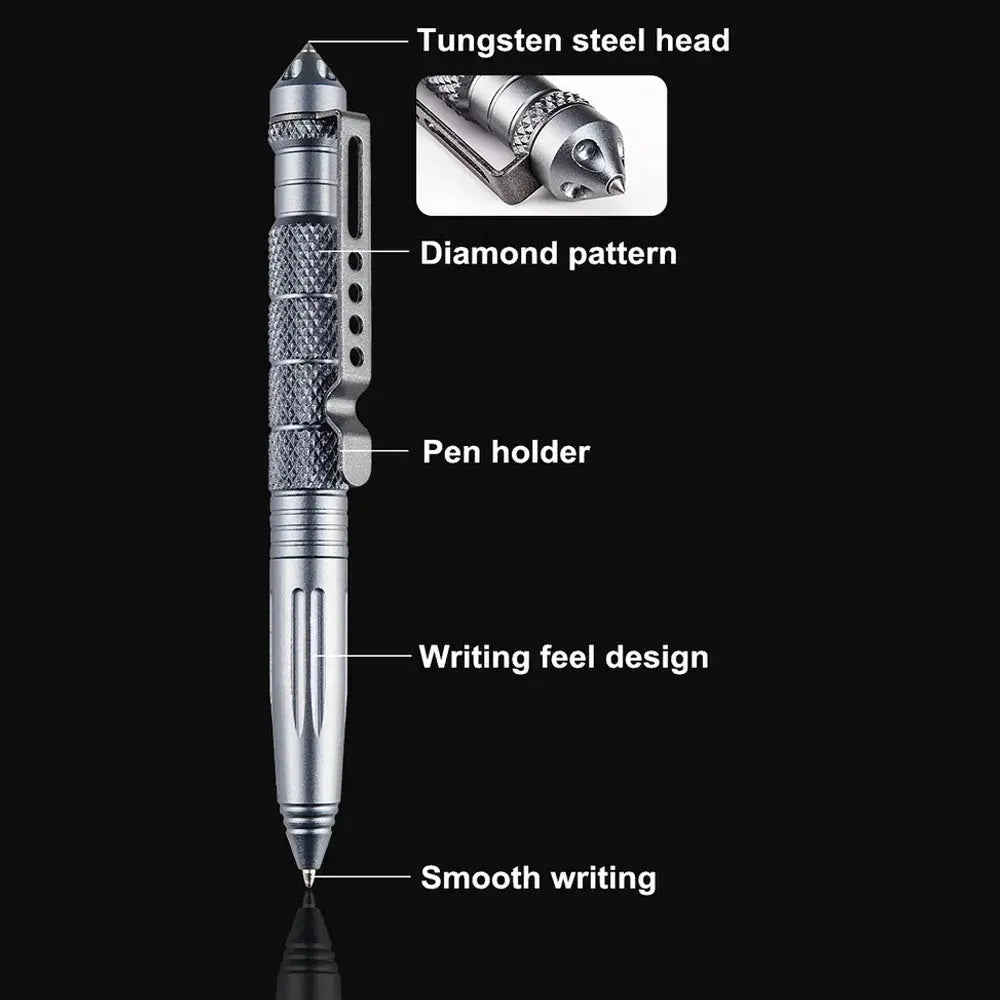 Military Tactical Pen – Multifunction Aluminium Alloy Survival Tool | Outdoor Camping Emergency Glass Breaker Pen AEX