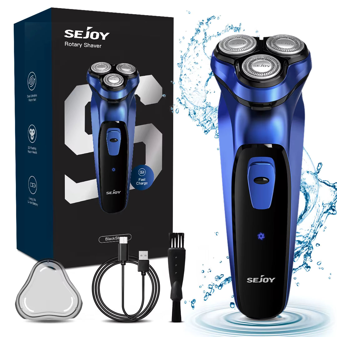 Men's Cordless Rotary Electric Shaver | Triple Blade, Wet/Dry, USB-C Fast Charge
