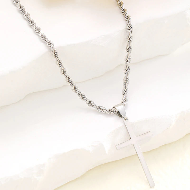 Minimalist Stainless Steel Cross Pendant Necklace – Gold | Men & Women