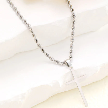 Minimalist Stainless Steel Cross Pendant Necklace – Gold | Men & Women