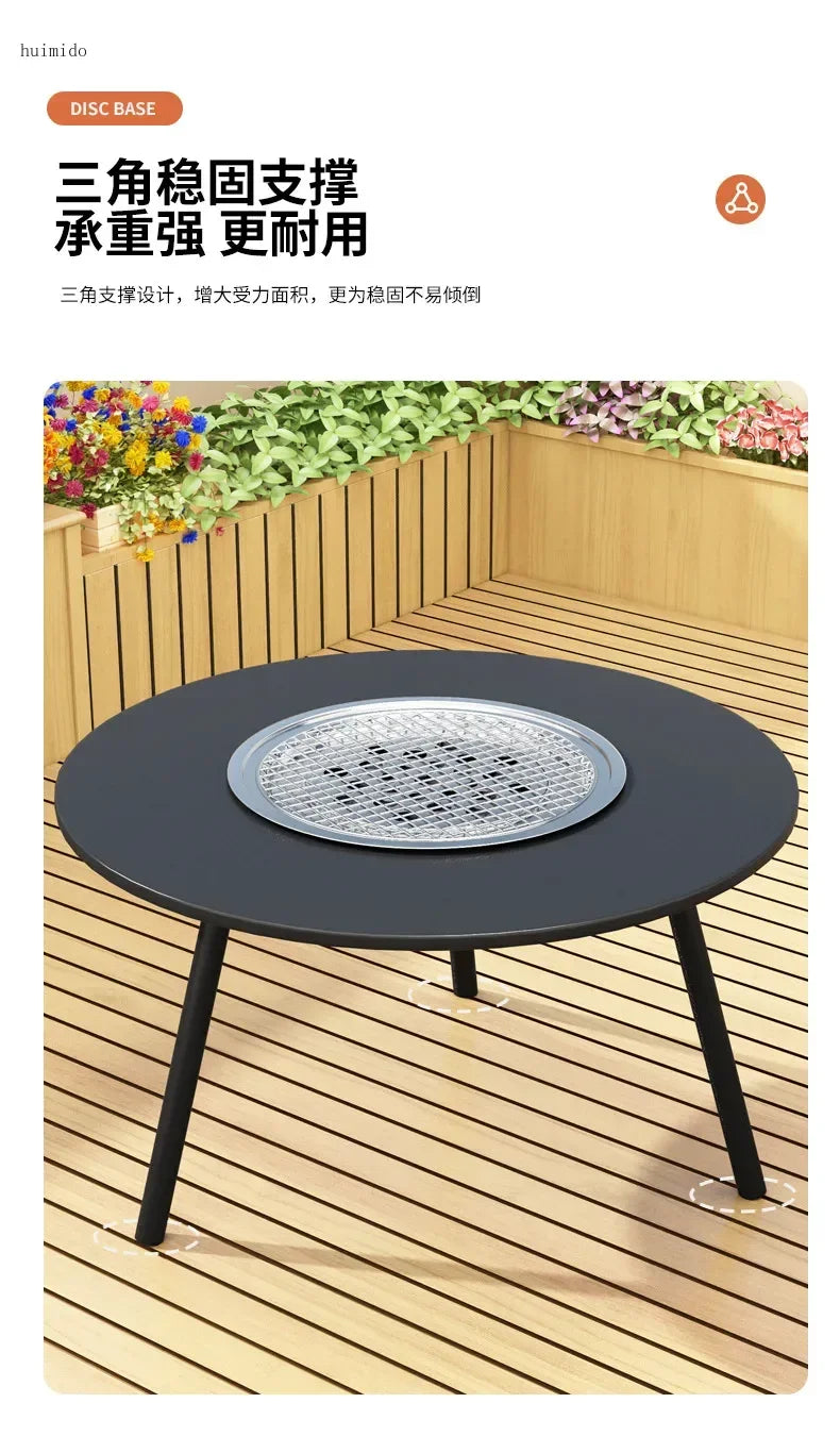 Portable folding BBQ table set up for camping and picnics