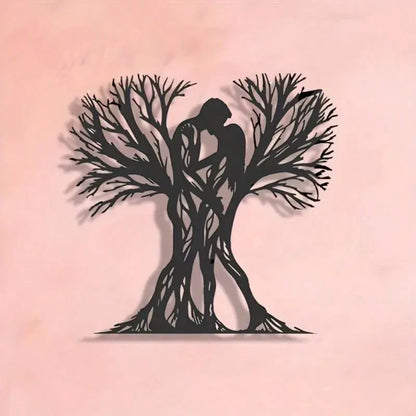 1PC Couple Tree Metal Wall Sculpture | Romantic Flower Design Living Room Decor AEX