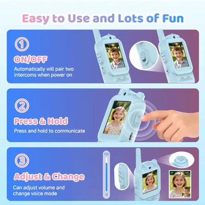 Kids Video Walkie Talkie Set 2-Pack | Rechargeable, HD Screen, 300m Range | Av8Store Australia AEX Av8Store