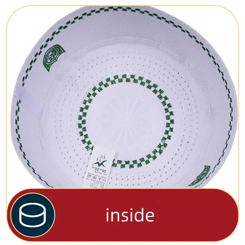 Muslim Men Prayer Hat Cotton Embroidery Kufi Islamic Cap Saudi UAE Style AEX