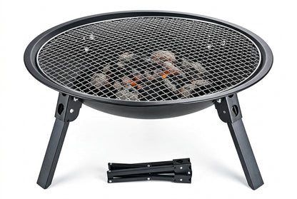 Portable camping BBQ fire pit side view