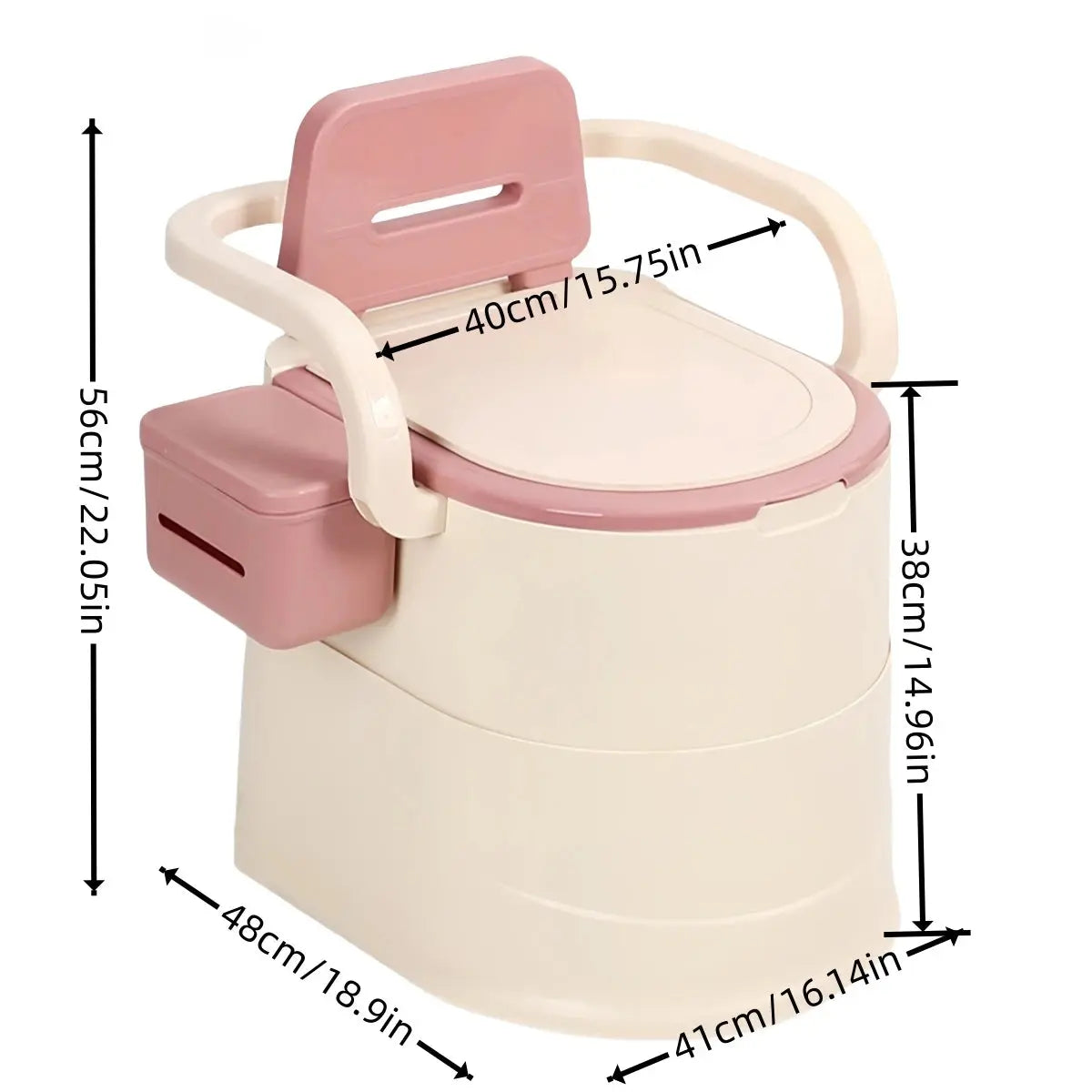 Portable Toilet with Back Support & Lid | Grey Commode Chair for Camping, Elderly & Bedside Use AEX