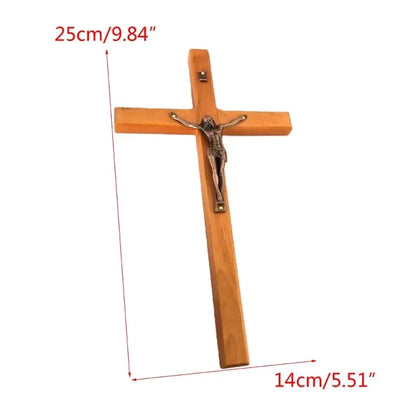 Wood Crucifix Wall Cross – Catholic Jesus Christian Wall Hanging Prayer Decor & Religious Gift AEX