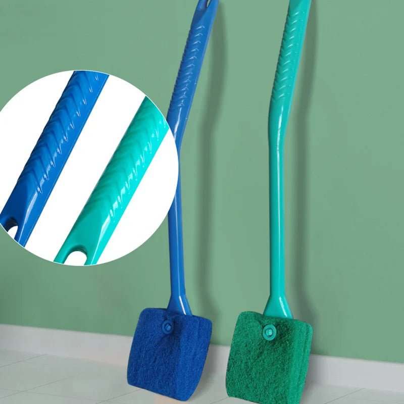 Fish Tank Cleaning Brush Long Handle Double‑Sided Aquarium Algae Scrubber Glass Cleaner Tool AEX Av8Store
