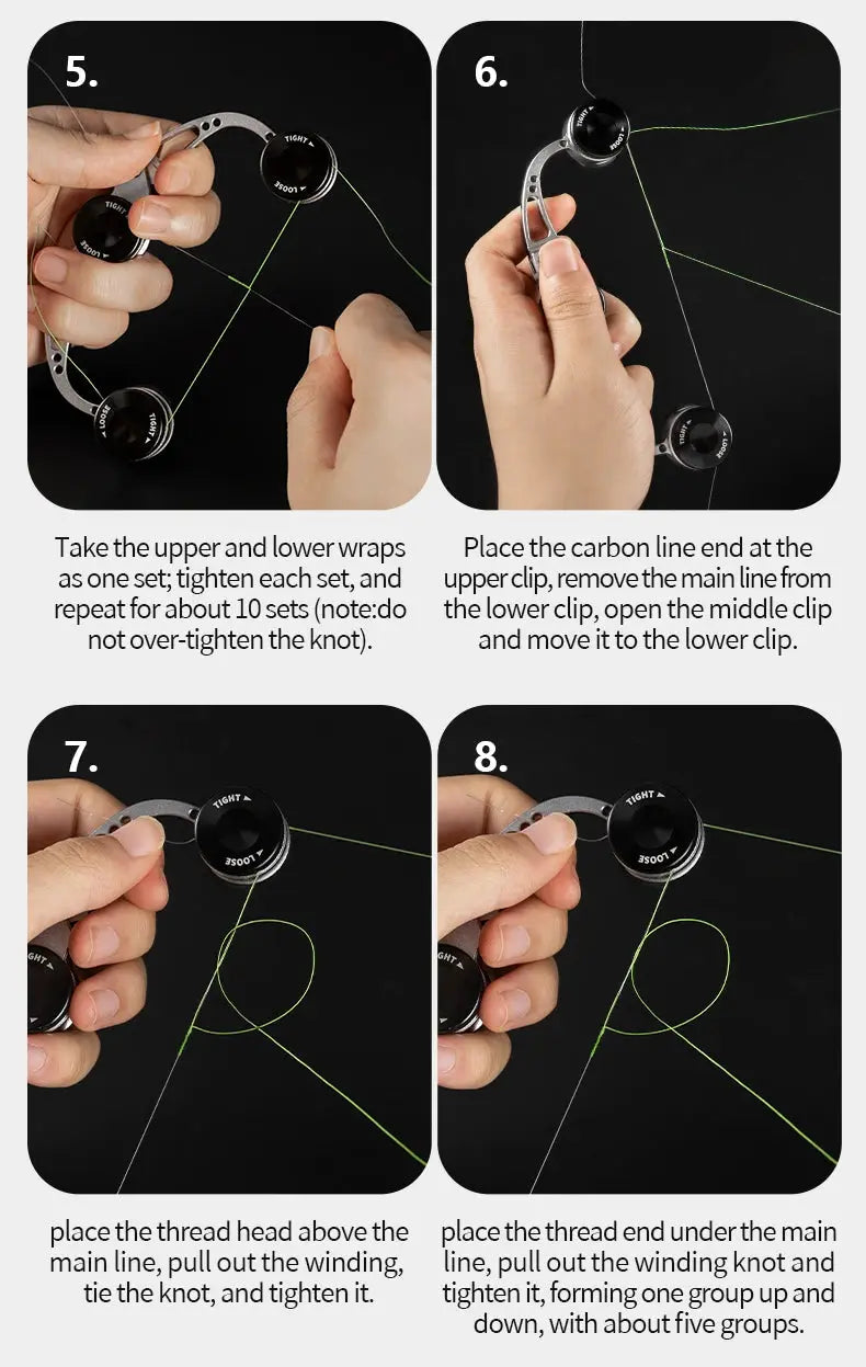 Step-by-step instructions on how to adjust a fishing reel with text overlay.