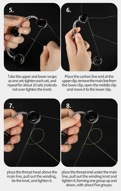 Step-by-step instructions on how to adjust a fishing reel with text overlay.