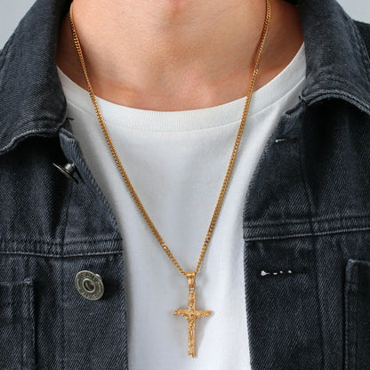 Stainless Steel Cross Necklace – Gold Jesus Pendant | Catholic Faith Jewellery