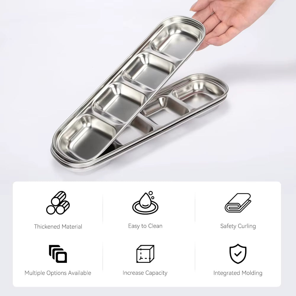 Stainless Steel 3-Compartment Sauce & Dip Tray | BBQ, Dining & Entertaining