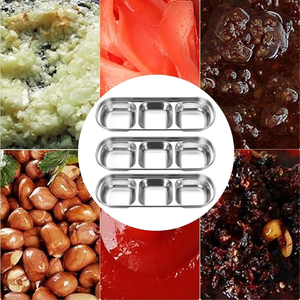 Stainless Steel 3-Compartment Sauce & Dip Tray | BBQ, Dining & Entertaining