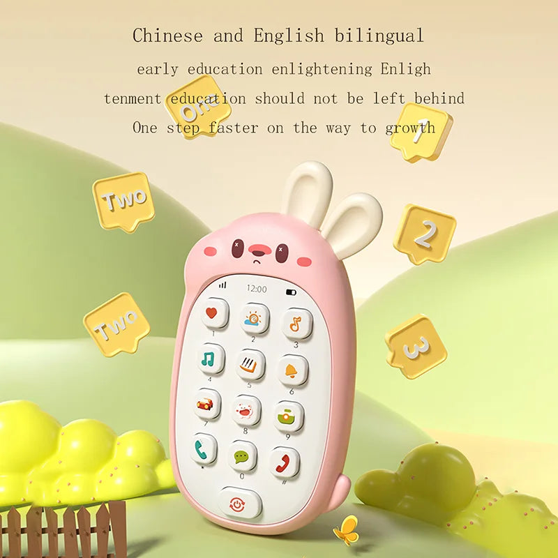 Baby Rabbit Toy Mobile Phone – Chewable Teether, Music Buttons, No‑Battery Early Learning Toy Av8Store Av8Store
