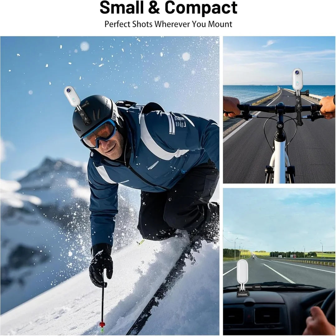 Mini action camera in black and white colours