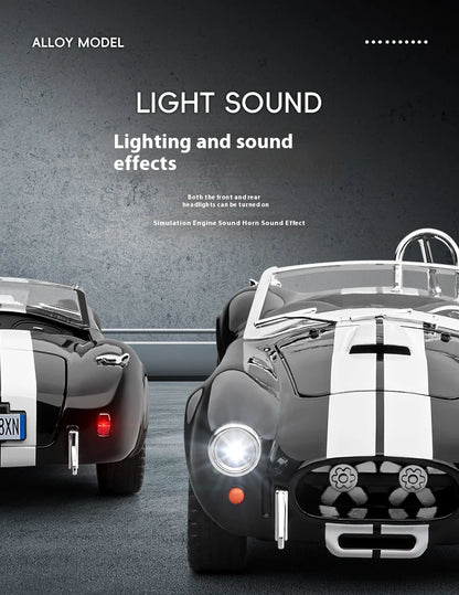 1:24 Shelby Cobra 1965 Convertible Diecast Model Sound Light Pull Back Toy AEX Av8Store