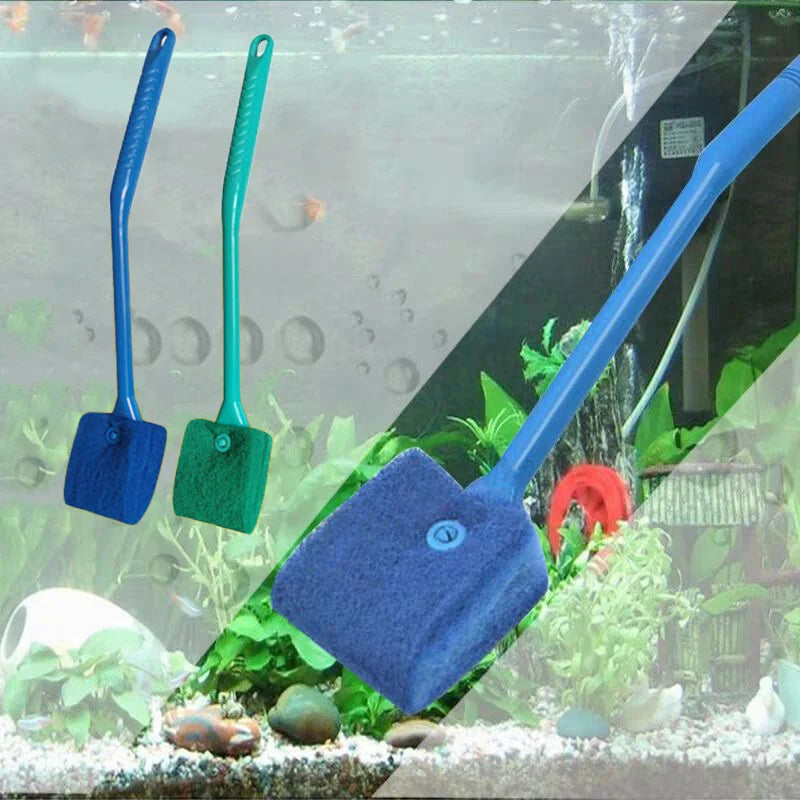Fish Tank Cleaning Brush Long Handle Double‑Sided Aquarium Algae Scrubber Glass Cleaner Tool AEX Av8Store