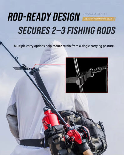 Waterproof Fishing Tackle Bag – 4-Way Wear, Rod Holder & Multi-Pocket | Waist, Shoulder & Crossbody AEX Av8Store