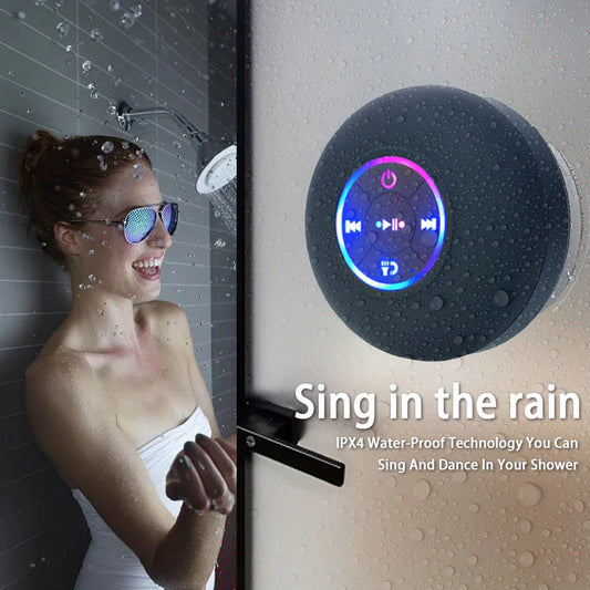 Portable Bluetooth Shower Speaker – IPX4 Waterproof, LED Light, Suction Cup | Wireless Outdoor Speaker