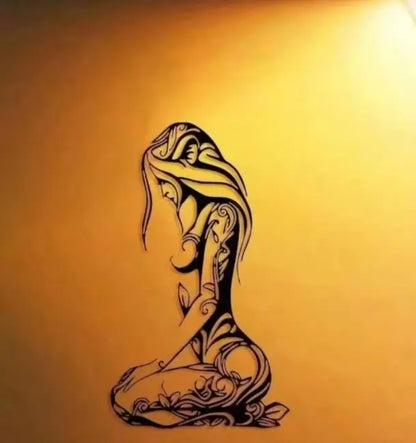1PC Kneeling Woman Wall Art | Modern Black Metal Line Decor for Bedroom Bathroom AEX