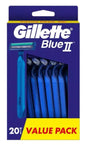 Gillette Blue II Plus Razors 20 Pack Twin Comfort Blades Aloe Lubrastrip New CLES