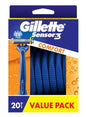 Gillette Sensor Disposable Razors – 20 Pack ComfortGel Easy‑Rinse Blades CLES