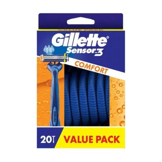 Gillette Sensor Disposable Razors – 20 Pack ComfortGel Easy‑Rinse Blades CLES