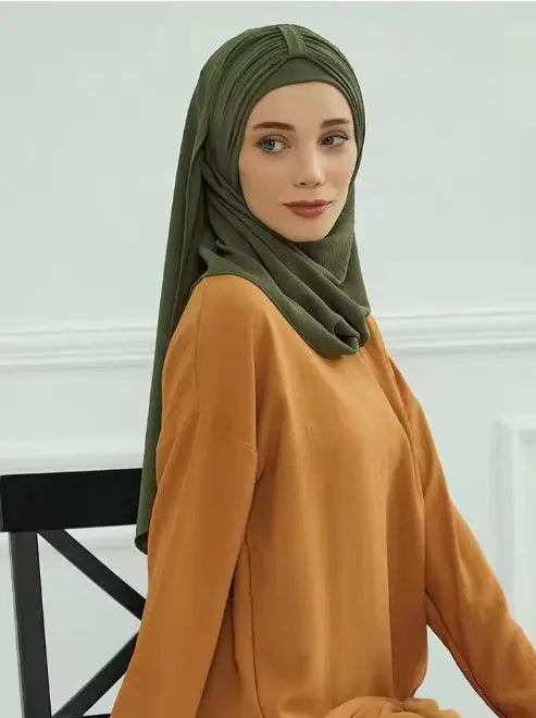 Large Plain Inner Hijab Cap Muslim Headwrap High‑Stretch Voile Ramadan Undercap AEX