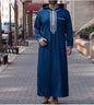 Men's Islamic Hooded Thobe – Luxury Embroidered Moroccan Robe with Pockets AEX