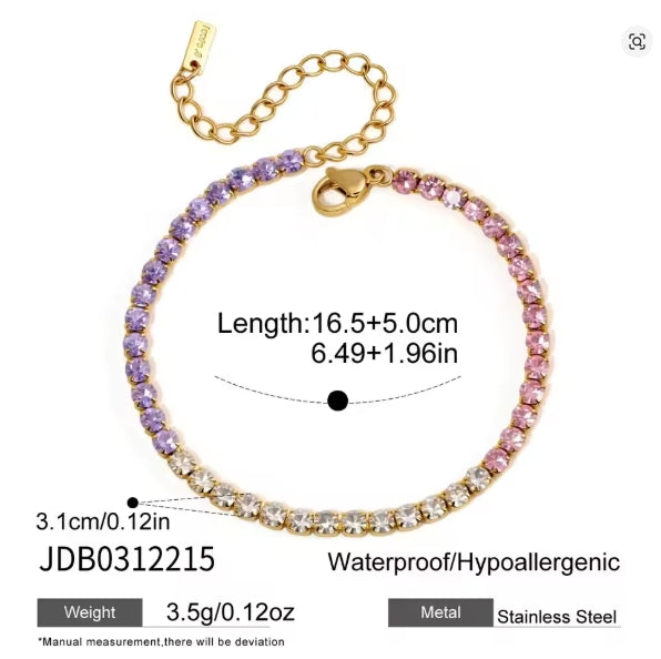 Women's Multicolour Zircon Tennis Bracelet | 18K Gold Plated | Gift for Her AEX Av8Store
