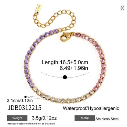 Women's Multicolour Zircon Tennis Bracelet | 18K Gold Plated | Gift for Her AEX Av8Store