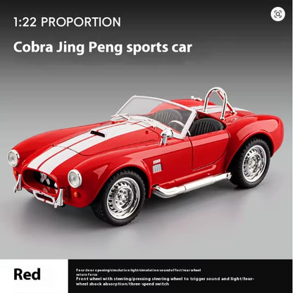 1:24 Shelby Cobra 1965 Convertible Diecast Model Sound Light Pull Back Toy AEX Av8Store