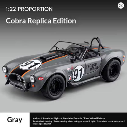 1:24 Shelby Cobra 1965 Convertible Diecast Model Sound Light Pull Back Toy AEX Av8Store