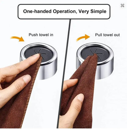 Towel dispenser with instructions on one-handed operation