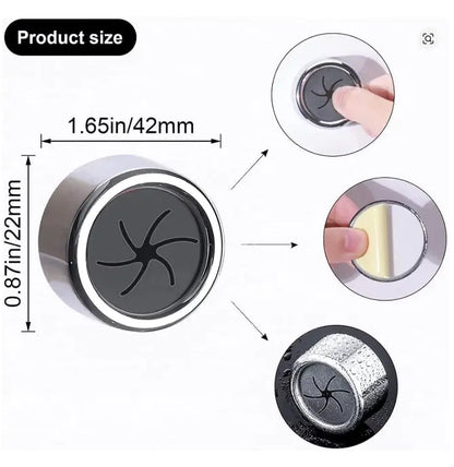 Product size measurement of a circular device with dimensions and usage examples.