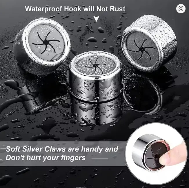 Metallic hook with soft silver claws on a dark background, emphasizing its rust-resistant properties.