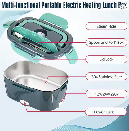 Electric Lunch Box | 12V & 220V Portable Food Warmer | Car & Home | Stainless Steel