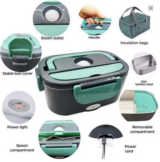Electric Lunch Box | 12V & 220V Portable Food Warmer | Car & Home | Stainless Steel