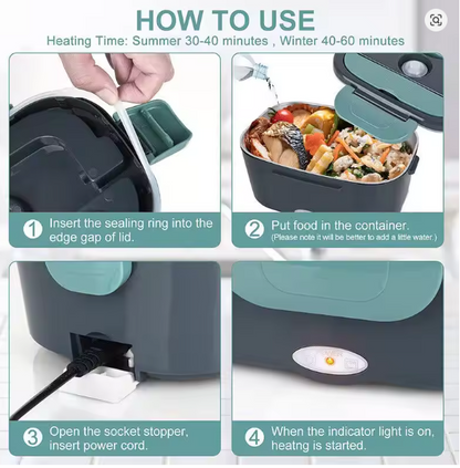 Electric Lunch Box | 12V & 220V Portable Food Warmer | Car & Home | Stainless Steel
