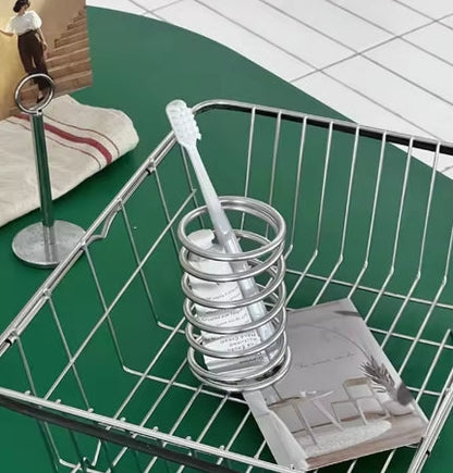 Stainless Steel Toothbrush Holder | Bathroom Organiser for Toothpaste, Makeup & Electric Brushes