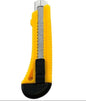 Yellow and black utility knife on a white background