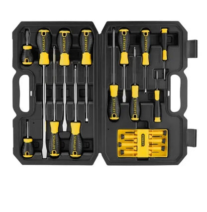 Stanley screwdriver set in a black case on a white background
