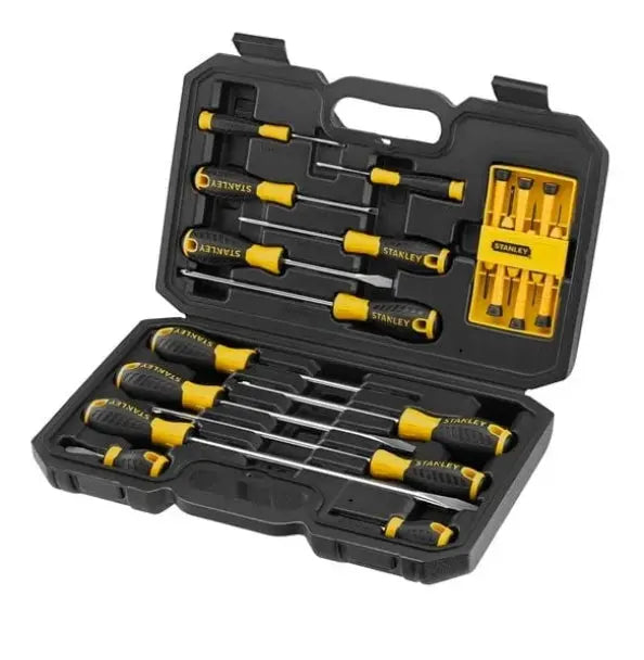 Stanley screwdriver set in a black case on a white background