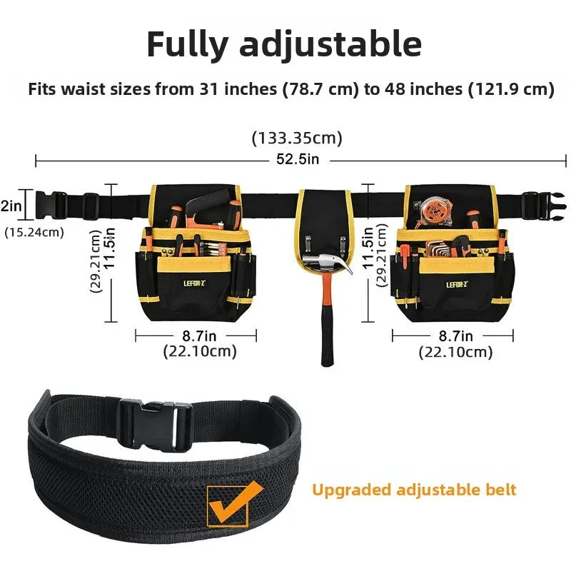 Heavy Duty Tool Belt Bag with Detachable Pouch | Multi-Pocket Waist Apron | Men & Women