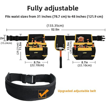 Heavy Duty Tool Belt Bag with Detachable Pouch | Multi-Pocket Waist Apron | Men & Women