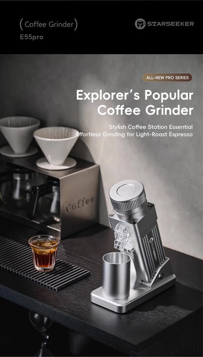 STARSEEKER E55Pro Coffee Grinder | 55mm Titanium Burr | Stepless Espresso Grinder