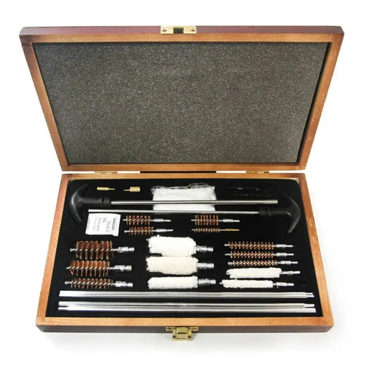Universal Gun Cleaning Kit Rifle Pistol Shotgun Brush Set in Wooden Storage Box AEX